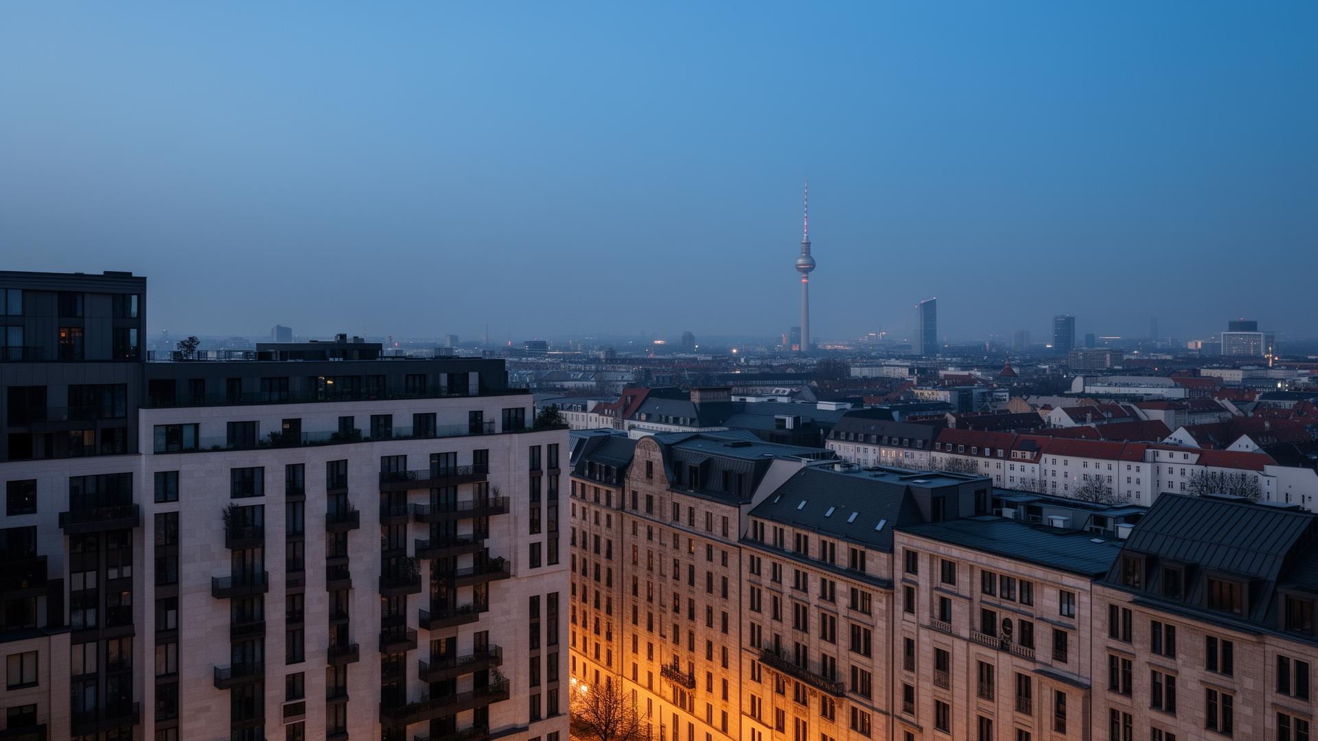 Berliner Stadtbild mit Fernsehturm und Wohnarchitektur